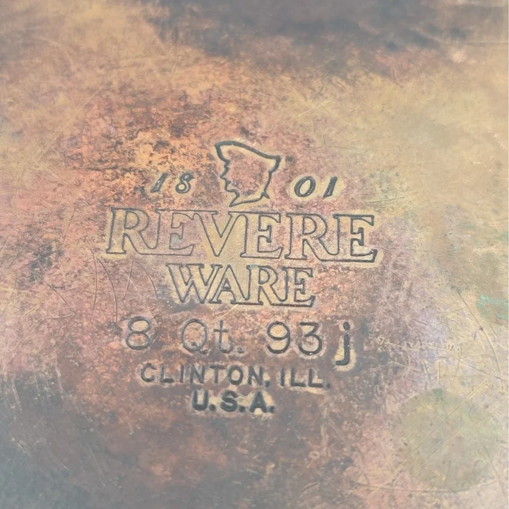 Vintage Revere Ware 8 Qt Stock Pot Copper Clad Clinton IL USA -No Lid-